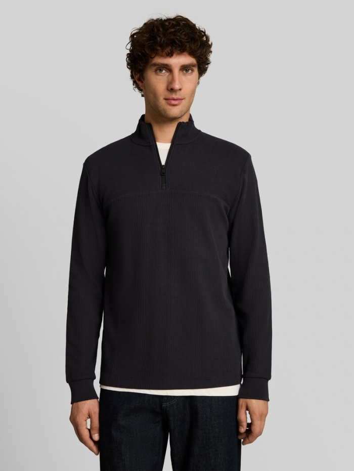 Tom Tailor Troyer Langarmshirt mit Reißverschluss - Coal Grey Tom Tailor Troyer Langarmshirt mit Reißverschluss - Coal Grey