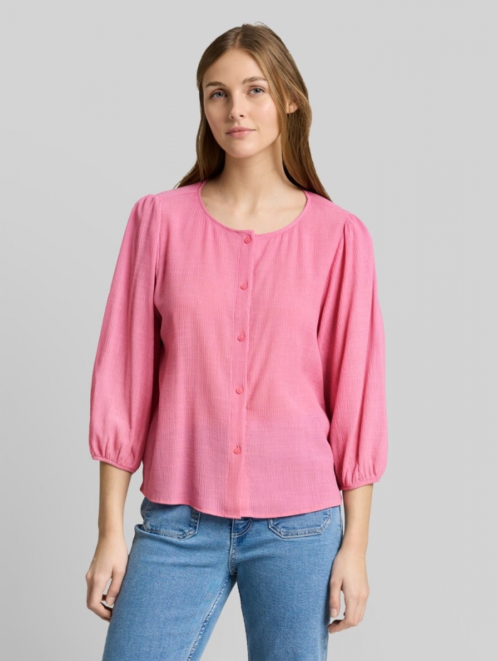 Tom Tailor Crinkle Bluse mit Knopfleiste - Soft Blush Rose