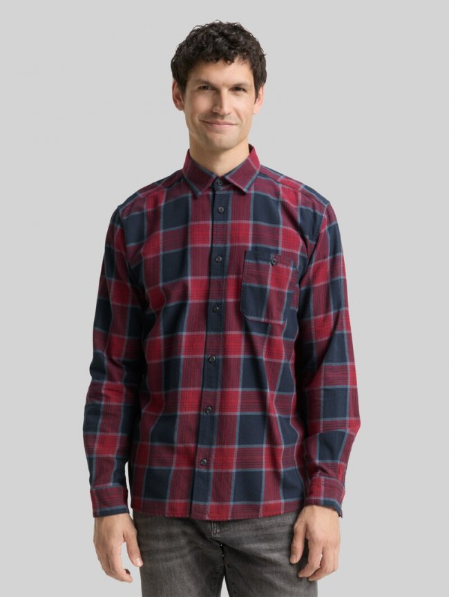 Tom Tailor Comfort Fit Hemd mit Karomuster - Navy Red Check Tom Tailor Comfort Fit Hemd mit Karomuster - Navy Red Check