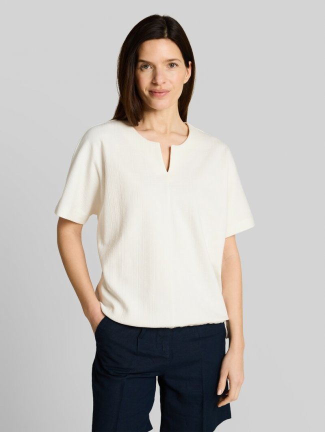 Tom Tailor Jacquard Sweatshirt mit V-Ausschnitt - Whisper White Tom Tailor Jacquard Sweatshirt mit V-Ausschnitt - Whisper White