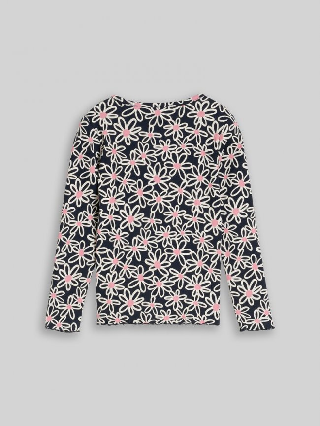 Tom Tailor Langarmshirt mit Muster - Dark Blue Small Daisy Print Tom Tailor Langarmshirt mit Muster - Dark Blue Small Daisy Print