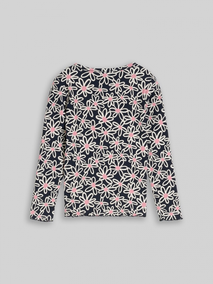 Tom Tailor Langarmshirt mit Muster - Dark Blue Small Daisy Print Tom Tailor Langarmshirt mit Muster - Dark Blue Small Daisy Print
