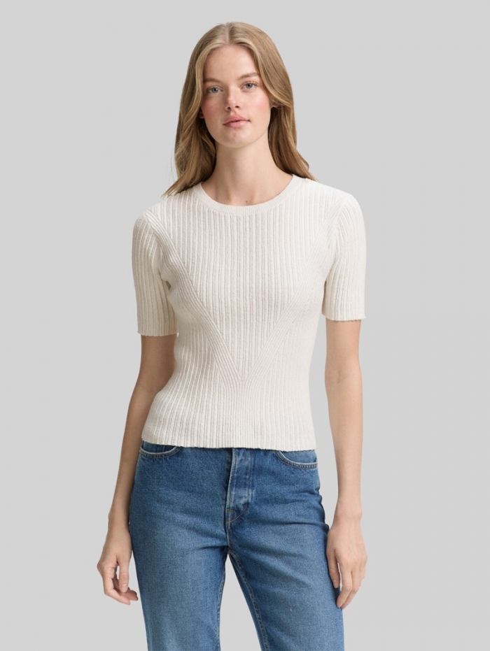 Tom Tailor Strickpullover mit Rippstruktur - Off White Tom Tailor Strickpullover mit Rippstruktur - Off White