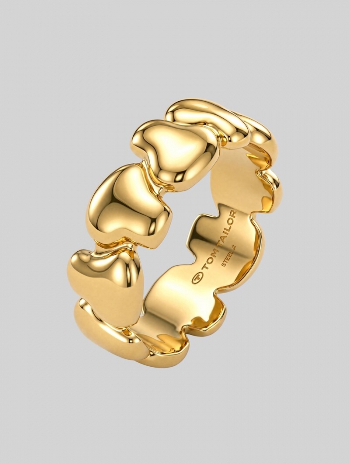 Tom Tailor Ring mit Herzen - Edelstahl gold - Gold Tom Tailor Ring mit Herzen - Edelstahl gold - Gold