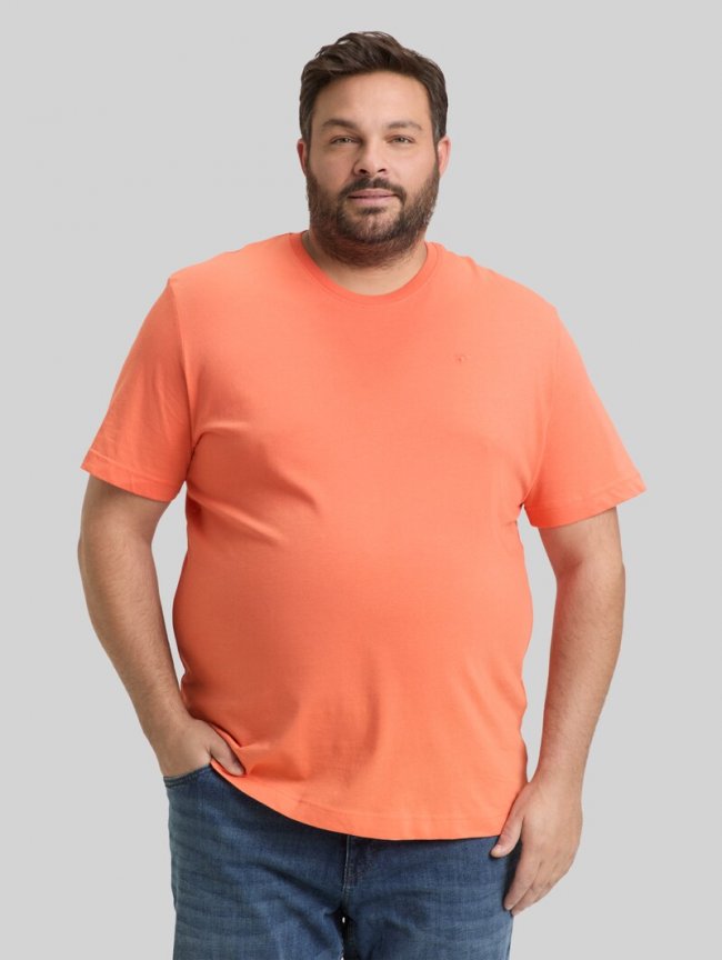 Tom Tailor Plus Size - T-Shirt mit Logo-Stickerei - Wild Coral Tom Tailor Plus Size - T-Shirt mit Logo-Stickerei - Wild Coral