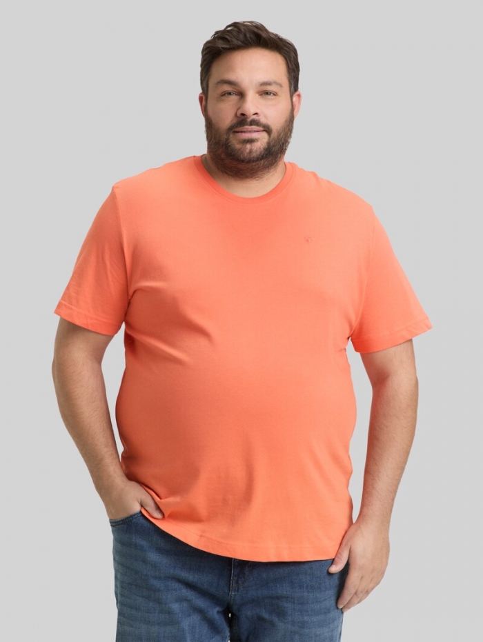 Tom Tailor Plus Size - T-Shirt mit Logo-Stickerei - Wild Coral Tom Tailor Plus Size - T-Shirt mit Logo-Stickerei - Wild Coral