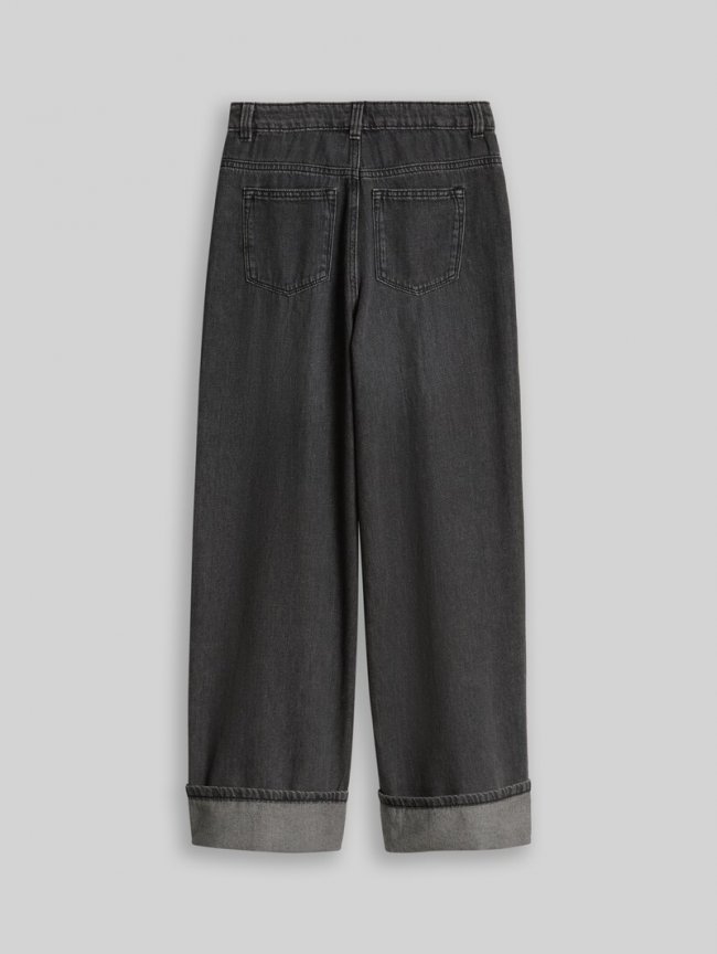 Tom Tailor Wide Leg Jeans mit Turn-Up - Used Dark Stone Grey Denim Tom Tailor Wide Leg Jeans mit Turn-Up - Used Dark Stone Grey Denim