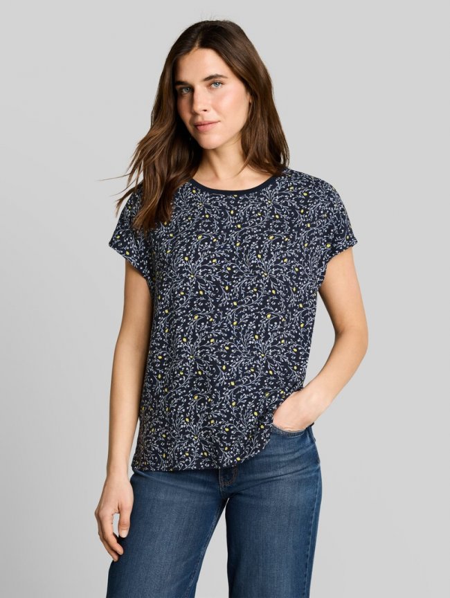 Tom Tailor T-Shirt im Material-Mix - Sky Captain Blue Tom Tailor T-Shirt im Material-Mix - Sky Captain Blue
