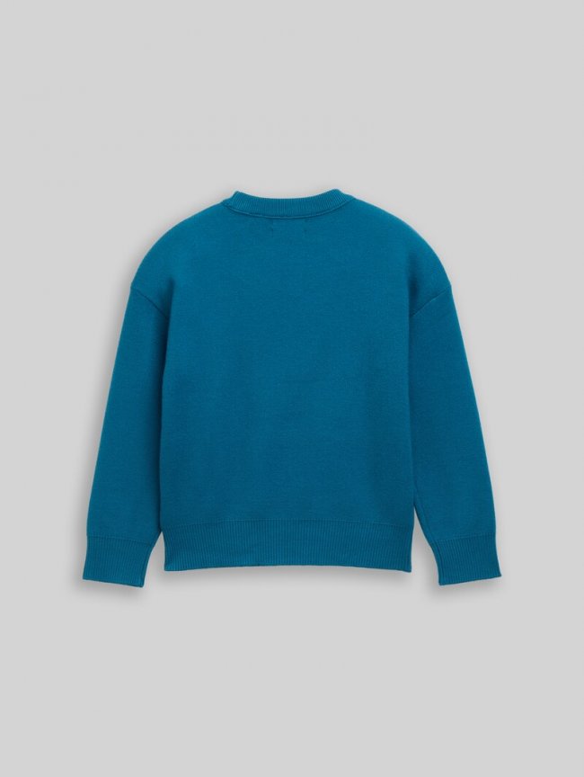 Tom Tailor Oversize Strickpullover mit Print - Dark Tile Green Tom Tailor Oversize Strickpullover mit Print - Dark Tile Green