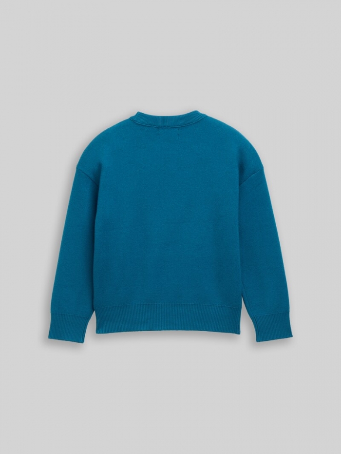 Tom Tailor Oversize Strickpullover mit Print - Dark Tile Green Tom Tailor Oversize Strickpullover mit Print - Dark Tile Green