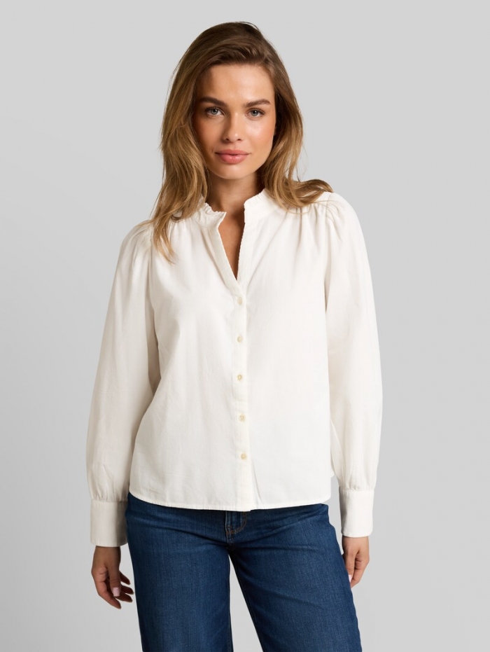 Tom Tailor Cordbluse mit Rüschenkragen - Whisper White Tom Tailor Cordbluse mit Rüschenkragen - Whisper White