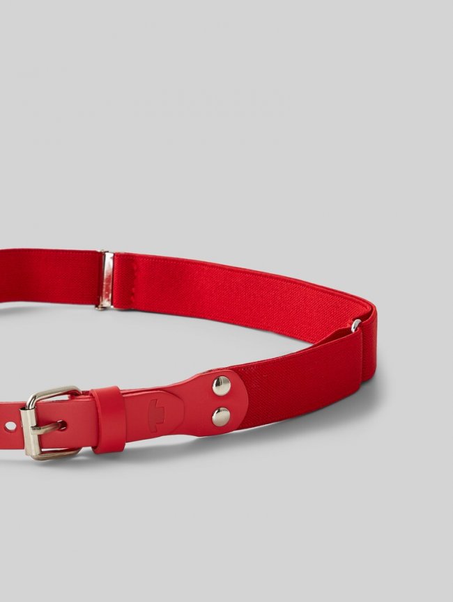 Tom Tailor Textilbandgürtel mit Lederdetails - Red Uni Tom Tailor Textilbandgürtel mit Lederdetails - Red Uni