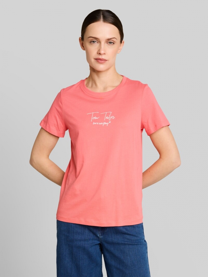 Tom Tailor T-Shirt mit Logo-Print - Soft Coral Pink Tom Tailor T-Shirt mit Logo-Print - Soft Coral Pink