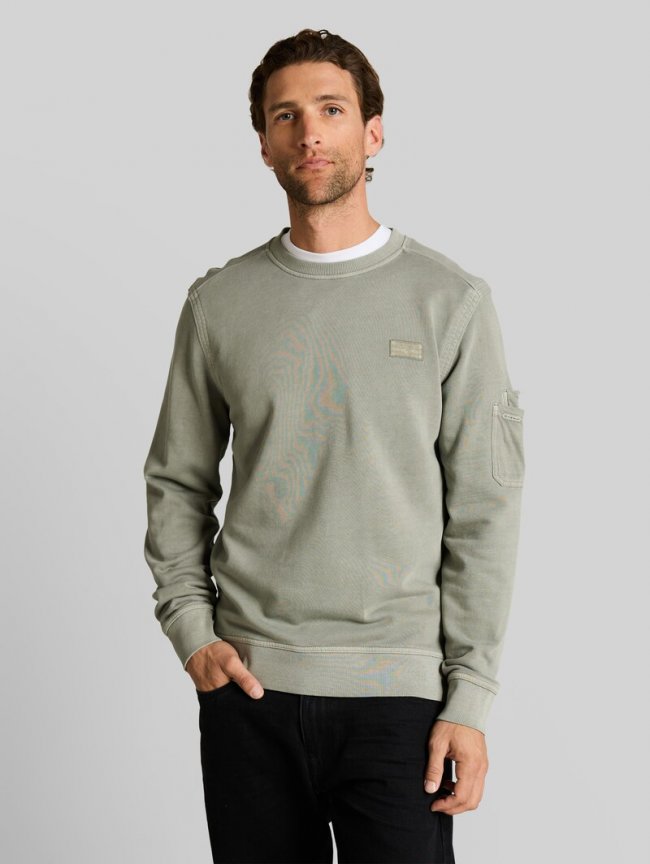 Tom Tailor Sweatshirt mit Ärmeltasche - Greyish Shadow Olive Tom Tailor Sweatshirt mit Ärmeltasche - Greyish Shadow Olive