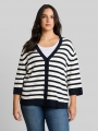 Tom Tailor Plus Size - Loose Fit Cardigan mit Streifenmuster - White Sky Blue Knit Stripe Tom Tailor Plus Size - Loose Fit Cardigan mit Streifenmuster - White Sky Blue Knit Stripe