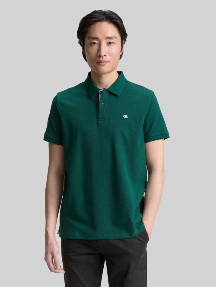 Tom Tailor Piqué Poloshirt mit Logo-Stickerei - Fairway Green Tom Tailor Piqué Poloshirt mit Logo-Stickerei - Fairway Green