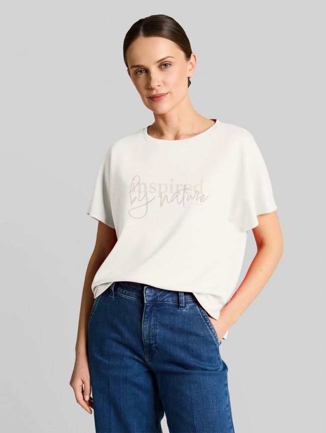 Tom Tailor Loose Fit Scuba T-Shirt mit Print - Off White 3 Tom Tailor Loose Fit Scuba T-Shirt mit Print - Off White 3