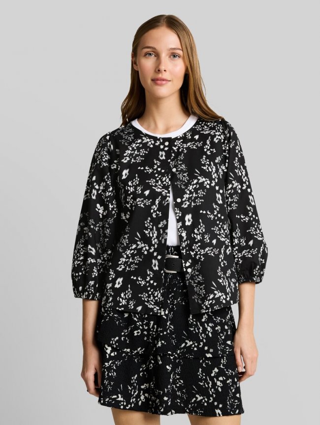 Tom Tailor Bluse mit Blumenmuster - Black White Flower Print Tom Tailor Bluse mit Blumenmuster - Black White Flower Print