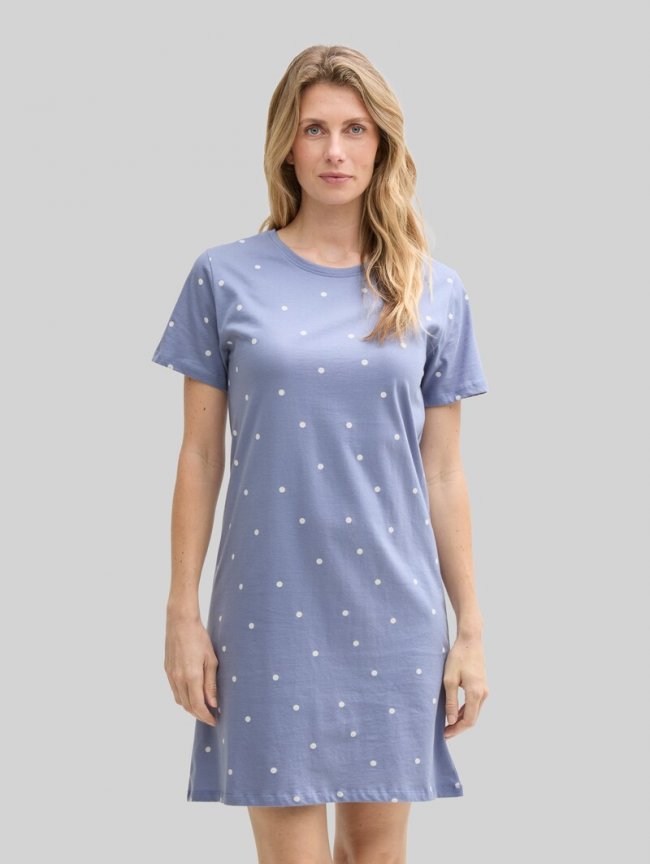 Tom Tailor Nachthemd mit Punkte-Print aus Baumwolle - Blau-mittel-punkte Tom Tailor Nachthemd mit Punkte-Print aus Baumwolle - Blau-mittel-punkte