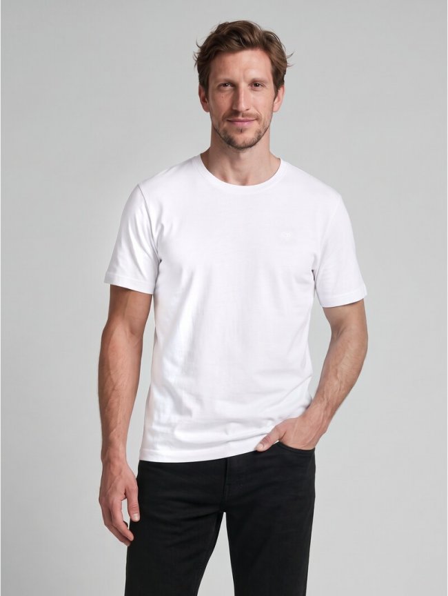 Tom Tailor T-Shirt mit Logo-Stickerei - White Tom Tailor T-Shirt mit Logo-Stickerei - White