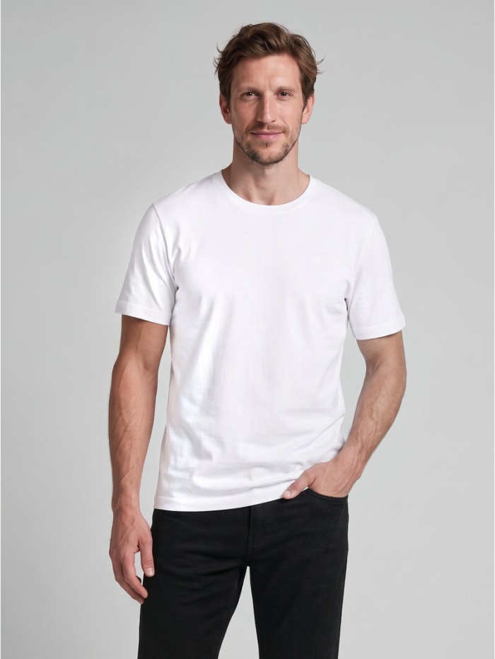 Tom Tailor T-Shirt mit Logo-Stickerei - White Tom Tailor T-Shirt mit Logo-Stickerei - White