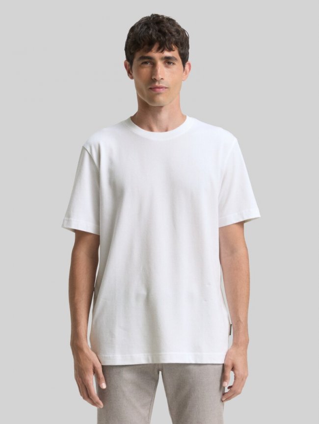 Tom Tailor Piqué T-Shirt mit Stretch - White Tom Tailor Piqué T-Shirt mit Stretch - White
