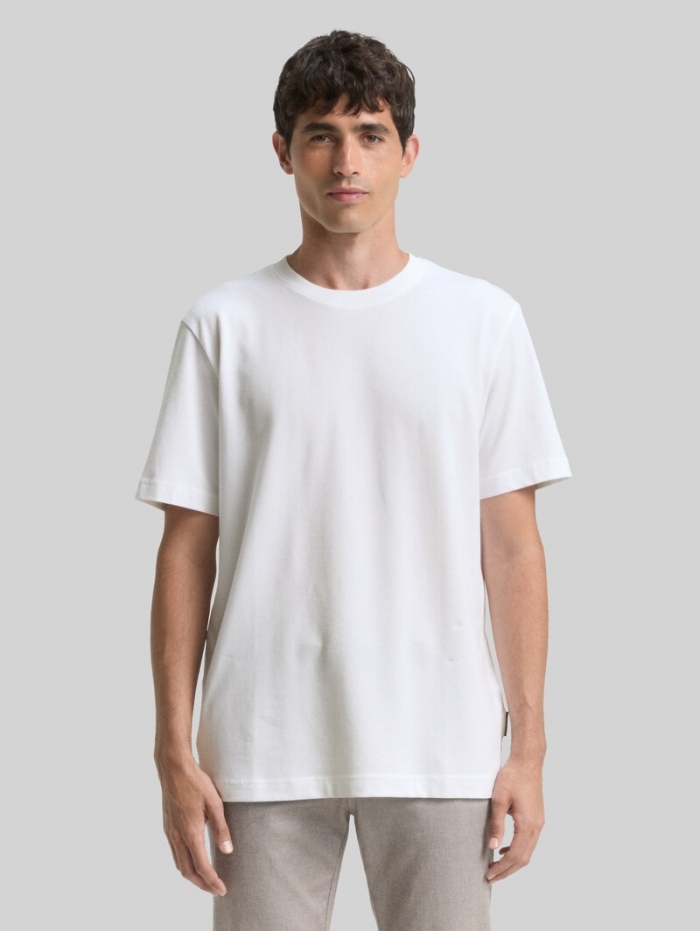 Tom Tailor Piqué T-Shirt mit Stretch - White Tom Tailor Piqué T-Shirt mit Stretch - White