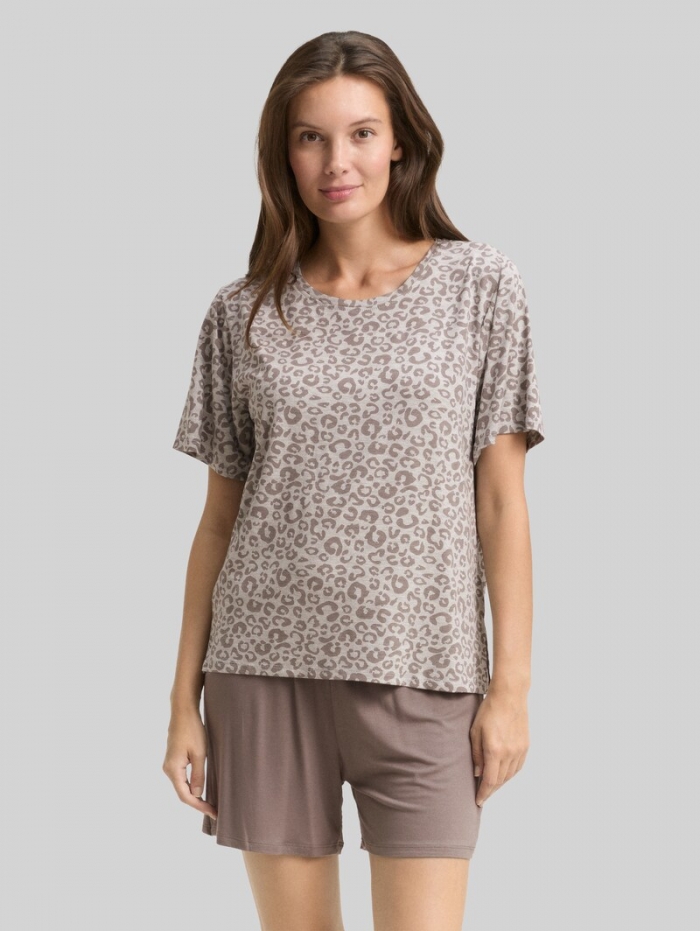 Tom Tailor Pyjama-Set mit Leo-Print - Grey-medium-allover Tom Tailor Pyjama-Set mit Leo-Print - Grey-medium-allover