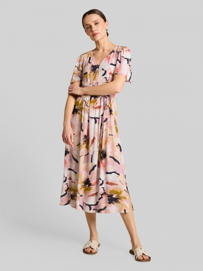 Tom Tailor Midi-Kleid mit Muster - Big Abstract Flower Print