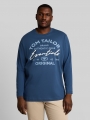 Tom Tailor Plus Size - Langarmshirt mit Logo-Print - Dark Duck Blue