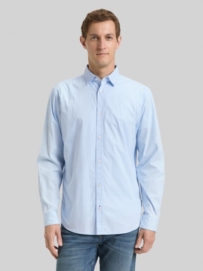 Tom Tailor Regular Fit Hemd mit Stretch - Light Metal Blue Tom Tailor Regular Fit Hemd mit Stretch - Light Metal Blue