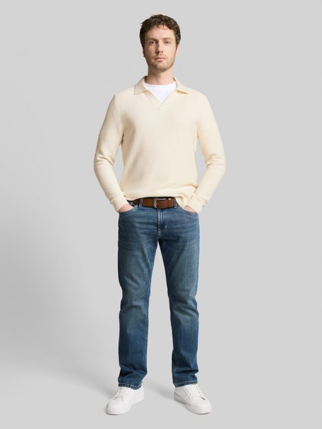 Tom Tailor Strickpullover mit Polokragen - Gardenia White Tom Tailor Strickpullover mit Polokragen - Gardenia White
