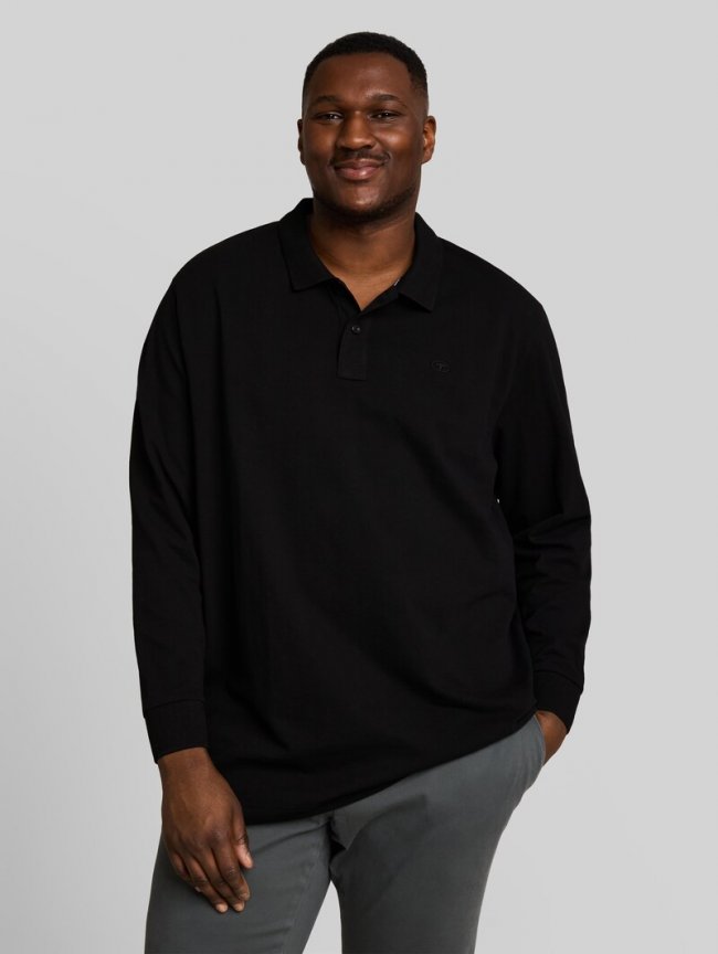 Tom Tailor Plus Size - Langarm Piqué Poloshirt - Black Tom Tailor Plus Size - Langarm Piqué Poloshirt - Black