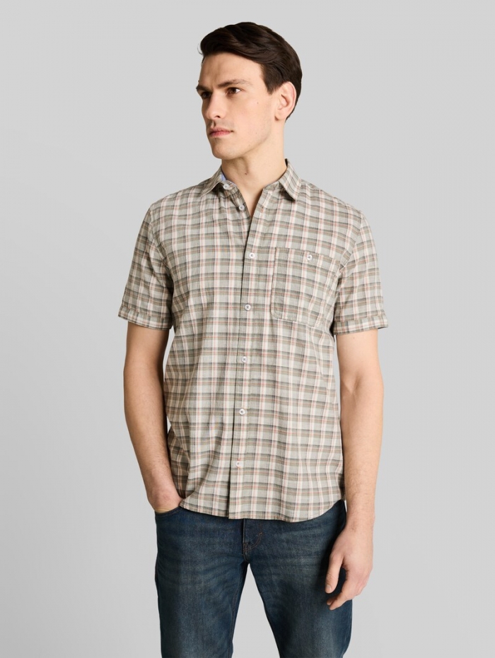 Tom Tailor Regular Fit Kurzarmhemd mit Karomuster - Green White Check Tom Tailor Regular Fit Kurzarmhemd mit Karomuster - Green White Check