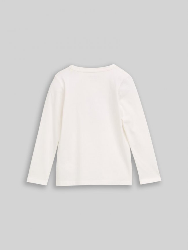 Tom Tailor Langarmshirt mit Glitzer-Print - Whisper White Tom Tailor Langarmshirt mit Glitzer-Print - Whisper White