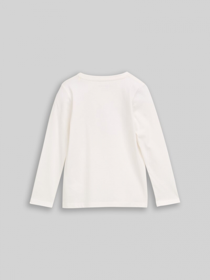Tom Tailor Langarmshirt mit Glitzer-Print - Whisper White Tom Tailor Langarmshirt mit Glitzer-Print - Whisper White