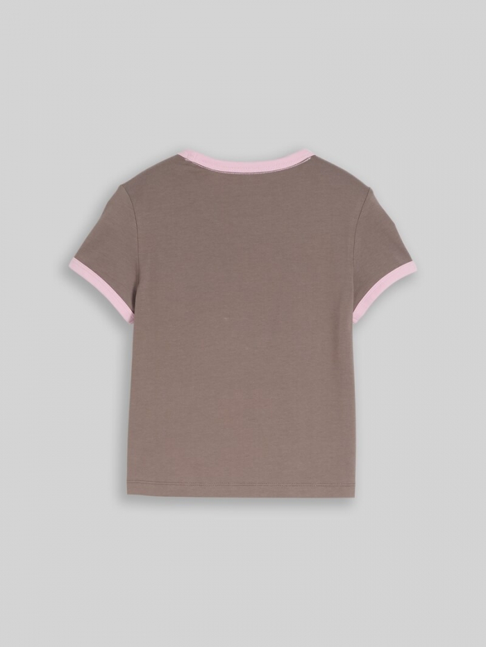 Tom Tailor Cropped T-Shirt mit Herz-Print - Rusty Brown Tom Tailor Cropped T-Shirt mit Herz-Print - Rusty Brown