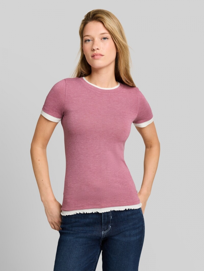 Tom Tailor T-Shirt im 2-in-1-Look - Dusty Berry Melange Tom Tailor T-Shirt im 2-in-1-Look - Dusty Berry Melange