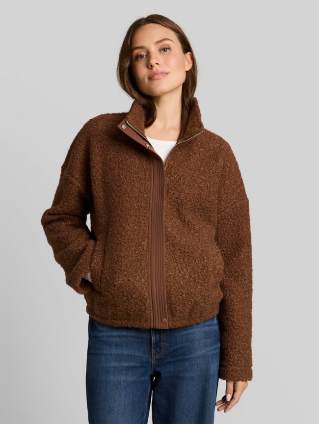 Tom Tailor Teddy Sweatjacke mit Stehkragen - New Camel Tom Tailor Teddy Sweatjacke mit Stehkragen - New Camel
