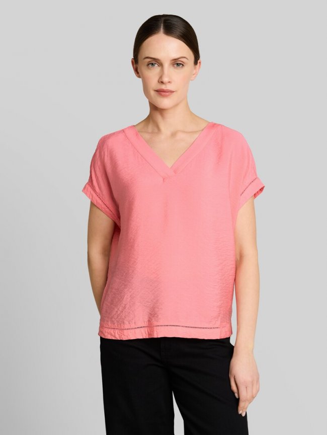 Tom Tailor Loose Fit Bluse mit V-Ausschnitt - Soft Fuchsia Pink Tom Tailor Loose Fit Bluse mit V-Ausschnitt - Soft Fuchsia Pink