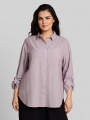 Tom Tailor Plus Size - Hemdbluse mit Turn-up-Funktion - Preppy Plum Dobby Tom Tailor Plus Size - Hemdbluse mit Turn-up-Funktion - Preppy Plum Dobby