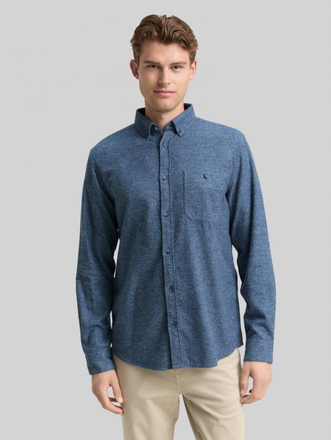 Tom Tailor Regular Fit Soft-Touch Hemd in Melange-Optik - Light Blue Grindle Structure Tom Tailor Regular Fit Soft-Touch Hemd in Melange-Optik - Light Blue Grindle Structure