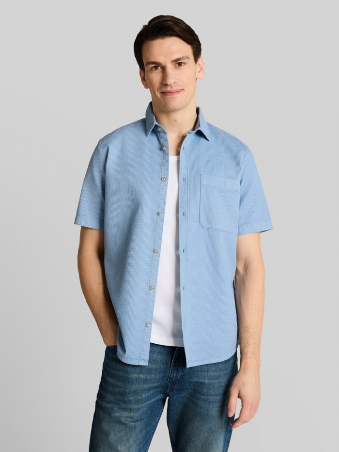 Tom Tailor Regular Fit Kurzarmhemd mit Waffelstruktur - Mountain Spring Blue Tom Tailor Regular Fit Kurzarmhemd mit Waffelstruktur - Mountain Spring Blue