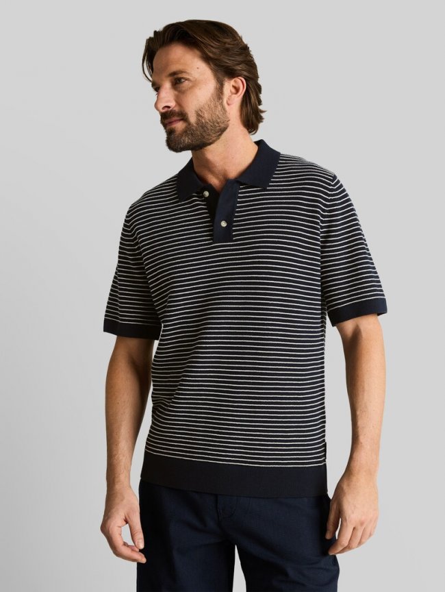 Tom Tailor Strickpullover mit Polokragen - Navy Offwhite Stripe Tom Tailor Strickpullover mit Polokragen - Navy Offwhite Stripe