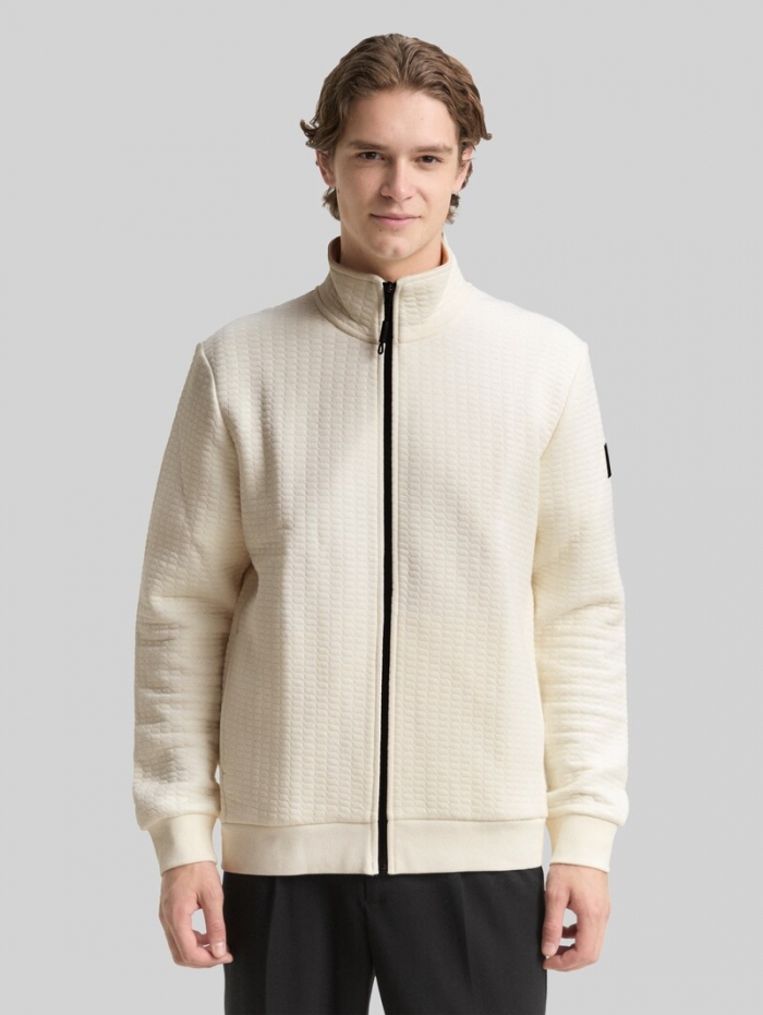 Tom Tailor Sweatjacke mit Stehkragen - Wool White Tom Tailor Sweatjacke mit Stehkragen - Wool White