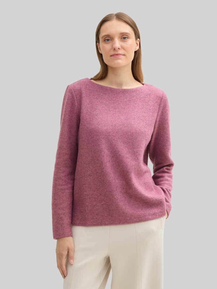 Tom Tailor Soft-Touch Sweatshirt mit Knopf-Details - Pink Velvet Melange Tom Tailor Soft-Touch Sweatshirt mit Knopf-Details - Pink Velvet Melange