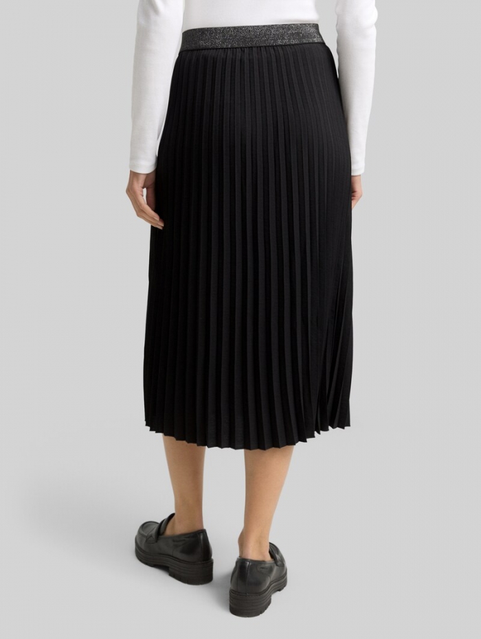 Tom Tailor Plissee Midi-Rock mit Glitzer-Detail - Deep Black Tom Tailor Plissee Midi-Rock mit Glitzer-Detail - Deep Black