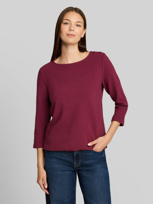 Tom Tailor Langarmshirt mit Knopf-Details - Preppy Plum
