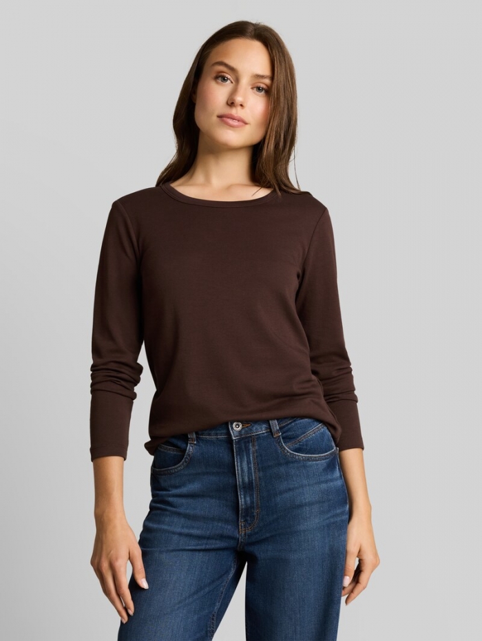 Tom Tailor Basic Langarmshirt aus Baumwolle - Java Dark Brown Tom Tailor Basic Langarmshirt aus Baumwolle - Java Dark Brown