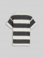 Tom Tailor Oversize T-Shirt mit Waffelstruktur - Off White Grey Sprayed Stripe Tom Tailor Oversize T-Shirt mit Waffelstruktur - Off White Grey Sprayed Stripe